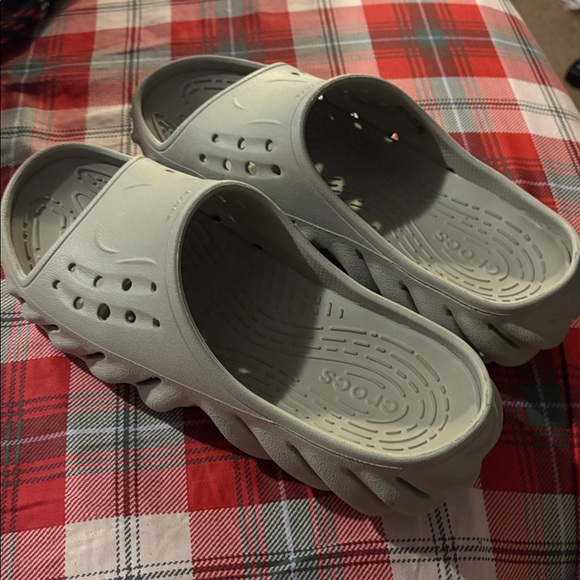 CROCS Light Gray Slide Sandals - Picture 2 of 2